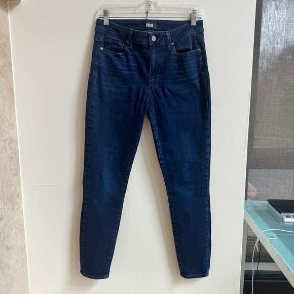 Paige Hoxton Ankle Telluride Dark Wash Blue Womens Size 28 Denim Mid Rise - Picture 3 of 15